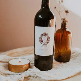 Herfst in de liefde | Herfst Blooms Wedding Crest Wijn Etiket