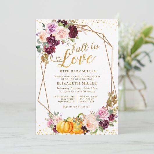 herfst in de liefde herfst floral baby shower kaart (Staand voorkant)
