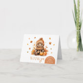 Herfst in de liefde kleine teddybeer gevouwen dank bedankkaart (Voorkant)