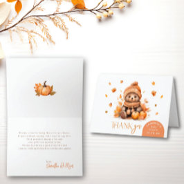 Herfst in de liefde kleine teddybeer gevouwen dank bedankkaart