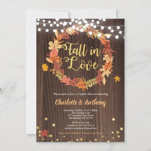 Herfst in de liefde koppels douche uitnodiging kra (Voorkant)