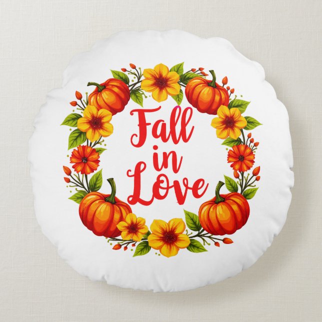 Herfst in de liefde: levendig herfstkransontwerp rond kussen (Voorkant)