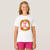 Herfst in de liefde: levendig herfstkransontwerp t-shirt (Voorkant volledig)