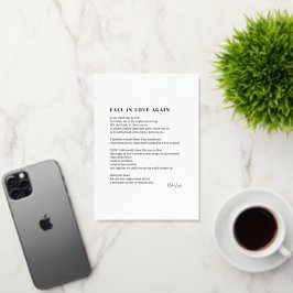 Herfst in de liefde opnieuw poëzie folie wenskaart