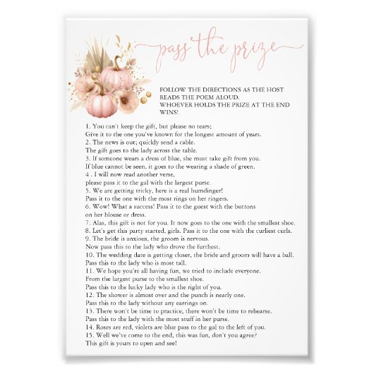 Herfst in de liefde Pass de prijs Vrijgezellenfees Foto Afdruk (Voorkant)