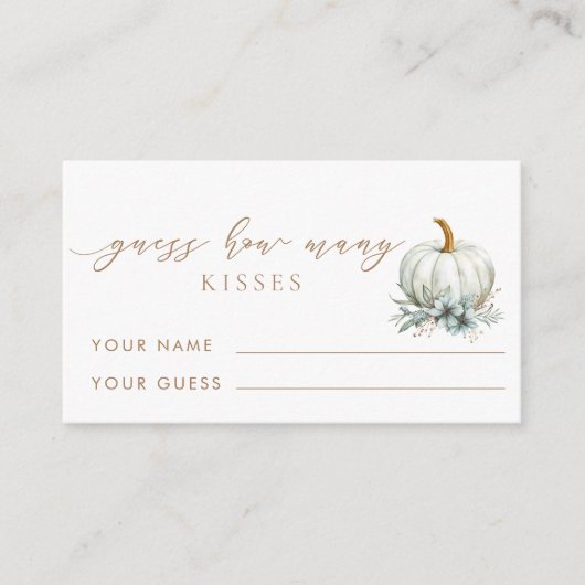 Herfst in de liefde raad eens hoeveel kussen bruid informatiekaartje (Voorkant)