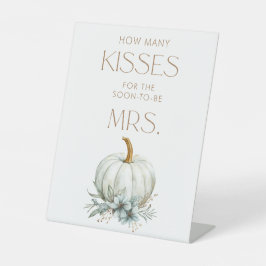 Herfst in de liefde raadt eens hoeveel kussen reclamebord met voetstuk