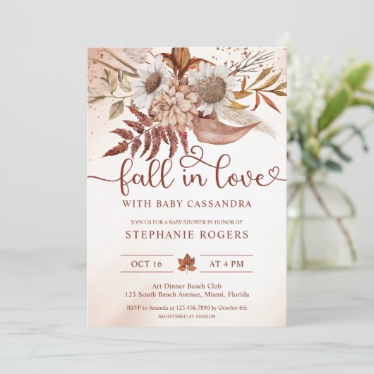 Herfst in de liefde romantisch Boho Floral Baby sh Kaart (Staand voorkant)