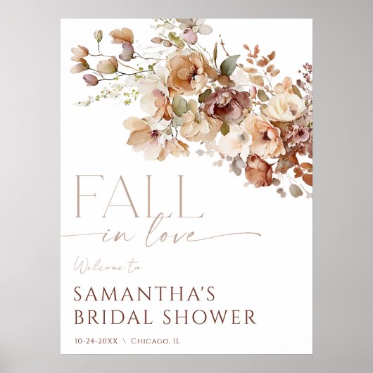 Herfst in de liefde rustieke floral vrijgezellenfe poster (Voorkant)