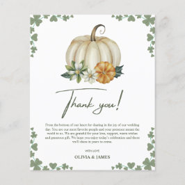 Herfst in de liefde Sage Green Wedding Dank u Card