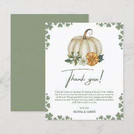 Herfst in de liefde Sage Green Wedding Dank u Card
