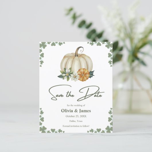 Herfst in de liefde Sage Green Wedding Save the Da (Staand voorkant)