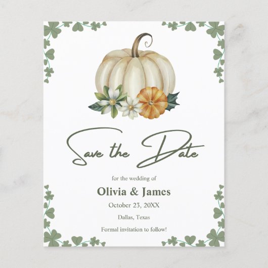 Herfst in de liefde Sage Green Wedding Save the Da (Voorkant)
