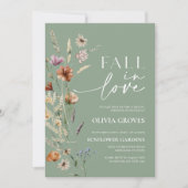 Herfst in de liefde Sage Green Wildflower Vrijgeze Kaart (Voorkant)