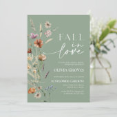 Herfst in de liefde Sage Green Wildflower Vrijgeze Kaart (Staand voorkant)
