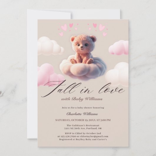 Herfst in de liefde Schattige Beer op een cloud me Kaart (Voorkant)