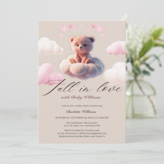 Herfst in de liefde Schattige Beer op een cloud me Kaart (Staand voorkant)