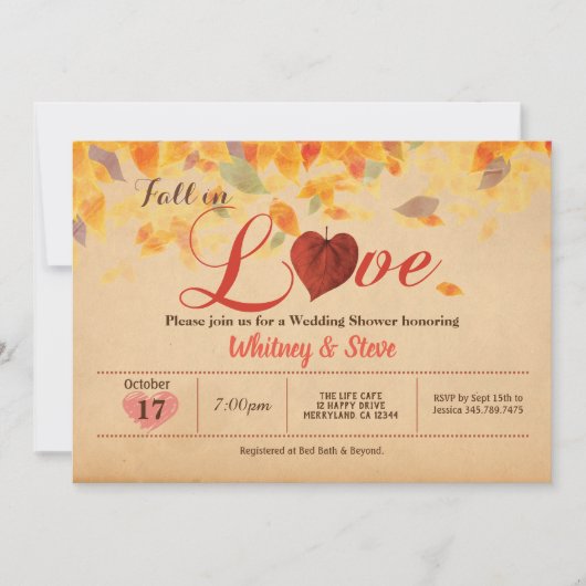 Herfst in de liefde uitnodiging Trouwdouche rustie (Voorkant)