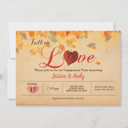 Herfst in de liefde verlofpartij rustic kaart (Voorkant)