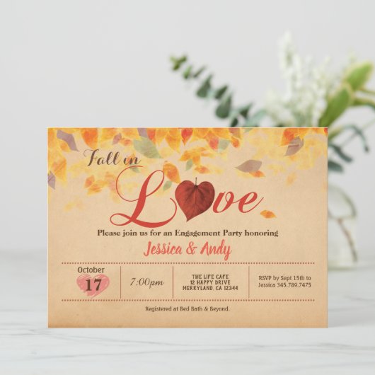 Herfst in de liefde verlofpartij rustic kaart (Staand voorkant)