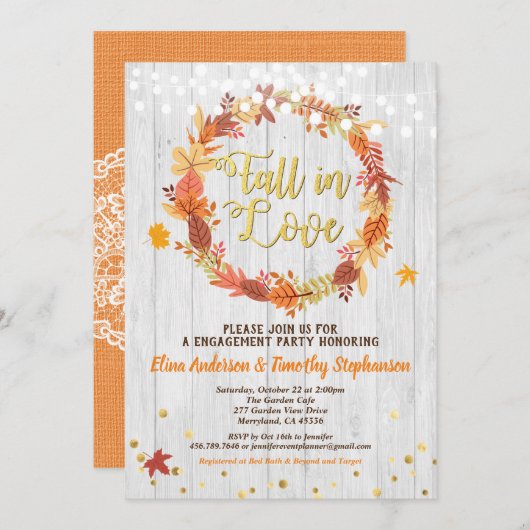 Herfst in de liefde verlovingsfeest met de grote r kaart (Voorkant / Achterkant)