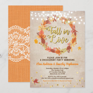 Herfst in de liefde verlovingsfeest met vintage kaart