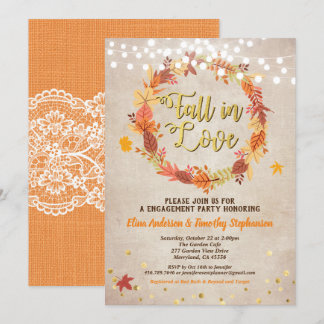 Herfst in de liefde verlovingsfeest met vintage kaart
