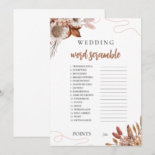 Herfst in de liefde | Vrijgezellenfeest Word Scram Kaart (Voorkant / Achterkant)