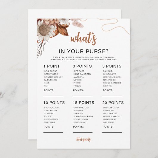 Herfst in de liefde | Wat zit er in je tas Vrijgez Kaart (Voorkant / Achterkant)