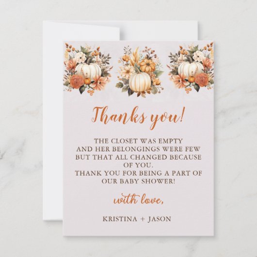 Herfst in de liefde Wildflower Pattern Bedankkaart (Voorkant)