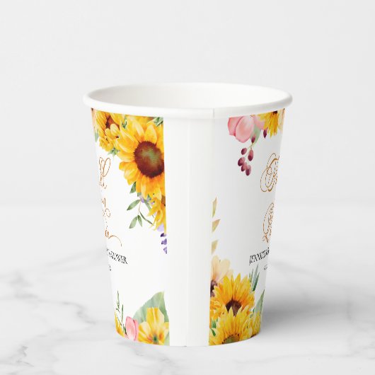 Herfst in de liefde | Zonnebloem Vrijgezellenfeest Papieren Bekers (Rechts)