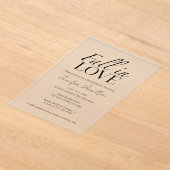 Herfst in de liefde | Zwart-wit Vrijgezellenfeest Acryl Uitnodigingen (Laagn)