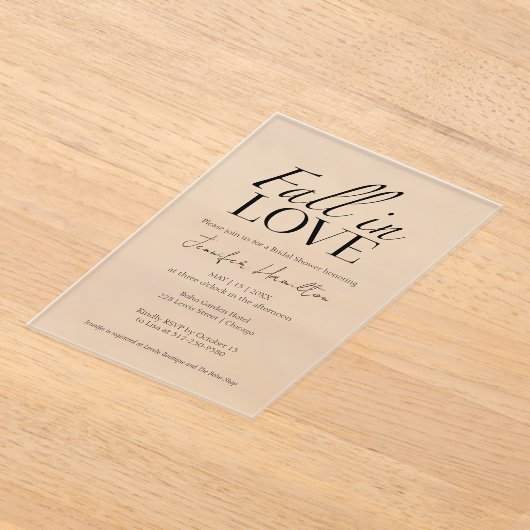 Herfst in de liefde | Zwart-wit Vrijgezellenfeest Acryl Uitnodigingen (Laagn)