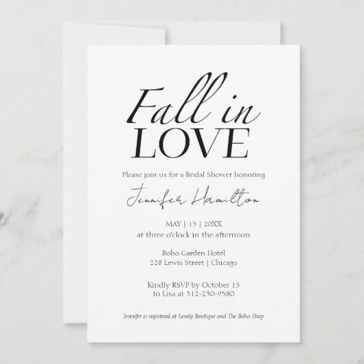 Herfst in de liefde | Zwart-wit Vrijgezellenfeest Kaart (Voorkant)