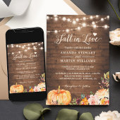 Herfst in de liefdesherfst Floral Pumpkin Wedding Kaart