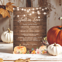 Herfst in de liefdesherfst Floral Pumpkin Wedding Kaart