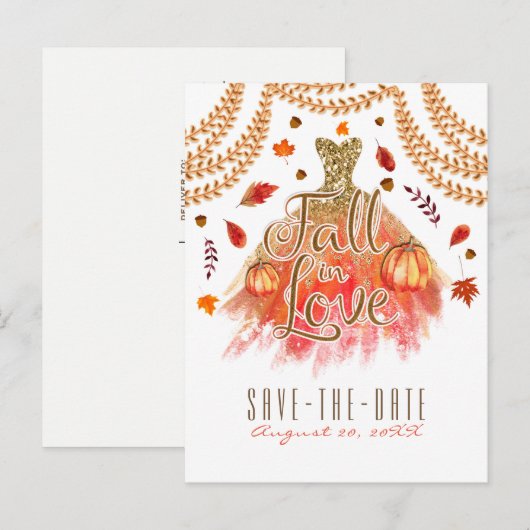 Herfst in de najaar van de liefdesstress laat de d aankondigingskaart (Voorkant / Achterkant)