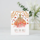 Herfst in de najaar van de liefdesstress laat de d aankondigingskaart (Staand voorkant)