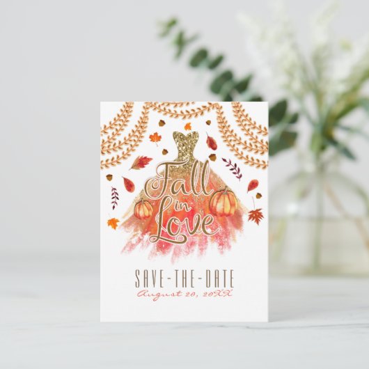 Herfst in de najaar van de liefdesstress laat de d aankondigingskaart (Staand voorkant)