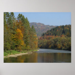 Herfst in de rivier de Pieniny Dunajec Poster