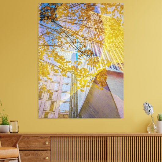Herfst in de stad Abstract Canvas Afdruk (Insitu (Woonkamer))