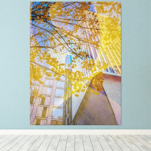 Herfst in de stad Abstract Canvas Afdruk (Insitu (Houten vloer))