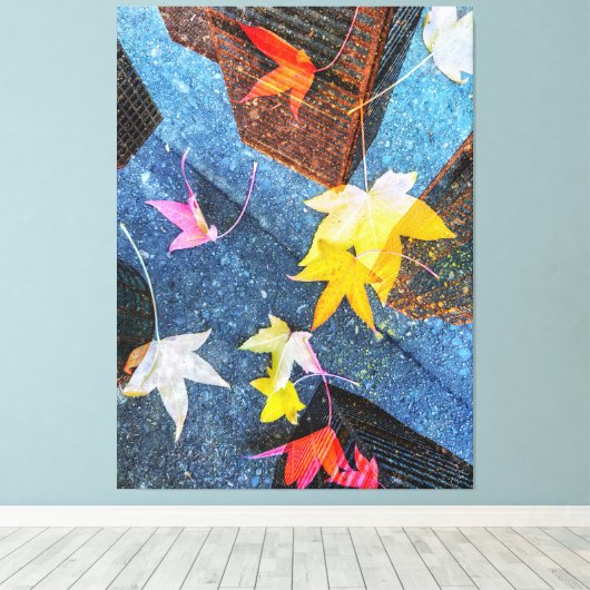 Herfst in de stad abstract canvas afdruk (Insitu (Houten vloer))