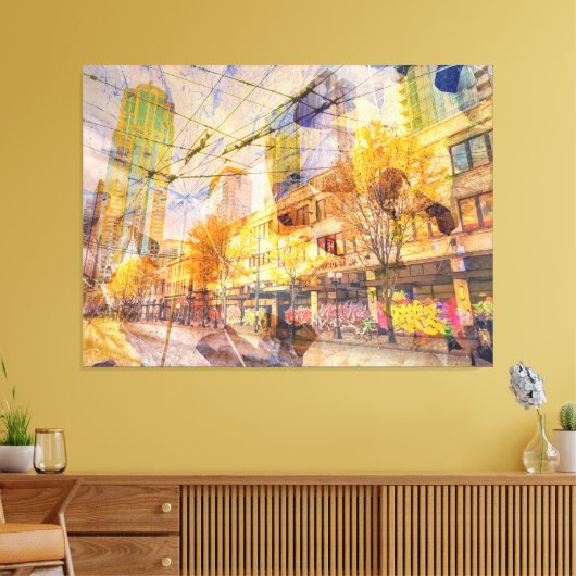 Herfst in de stad Abstract Canvas Afdruk (Insitu (Woonkamer))