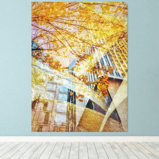 Herfst in de stad Abstract Canvas Afdruk (Insitu (Houten vloer))
