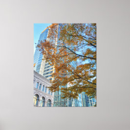 Herfst in de stad canvas afdruk