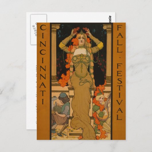 Herfst in de verbranding van afval Kunst Nouveau Briefkaart (Voorkant / Achterkant)