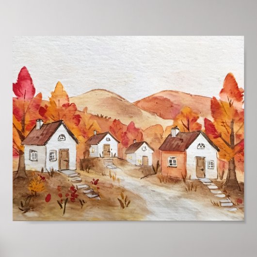 Herfst in de Waterverf Poster (Voorkant)