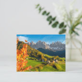Herfst in een Dolomietenlandschap met een kerk Briefkaart (Staand voorkant)