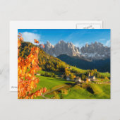 Herfst in een Dolomietenlandschap met een kerk Briefkaart (Voorkant / Achterkant)
